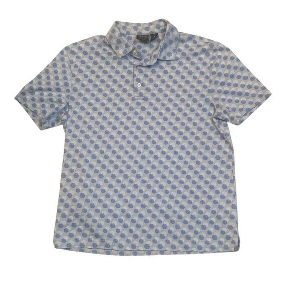 Jos A Bank Short Sleeve Traveler Polo Blue Geometric Design Men Size Medium - Picture 1 of 8